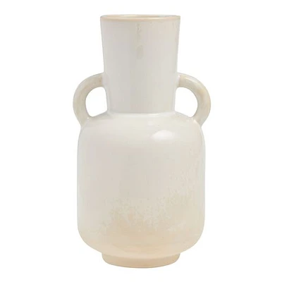 Olivia Ivory Pearlescent Reactive Glaze Ceramic Funnel Vase