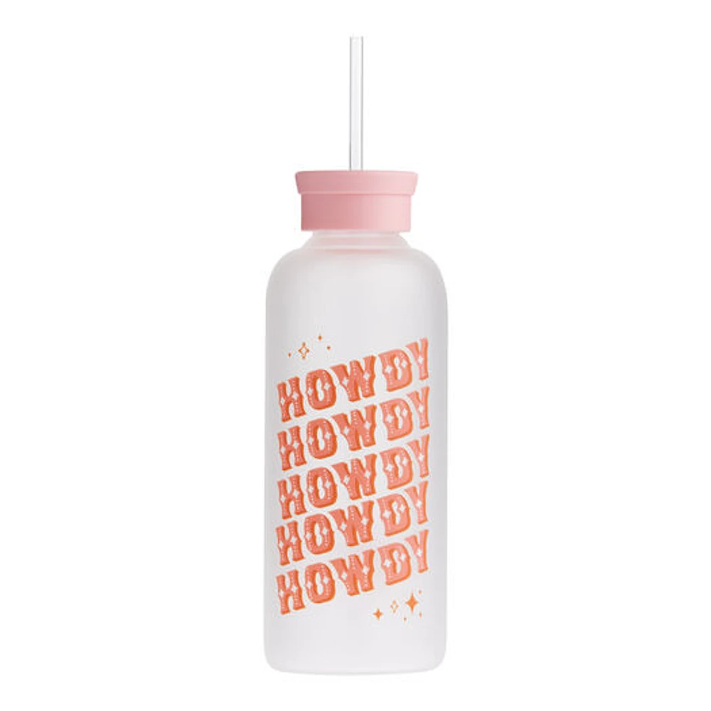 World Market Studio Oh Pink Howdy Glass Water Bottle With Straw | The  Market Place