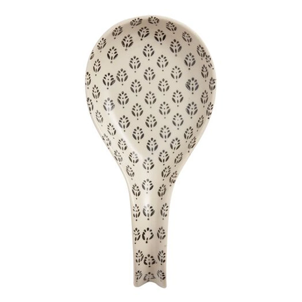 World Market Stamped Black And Ivory Ceramic Spoon Rest | The Market Place