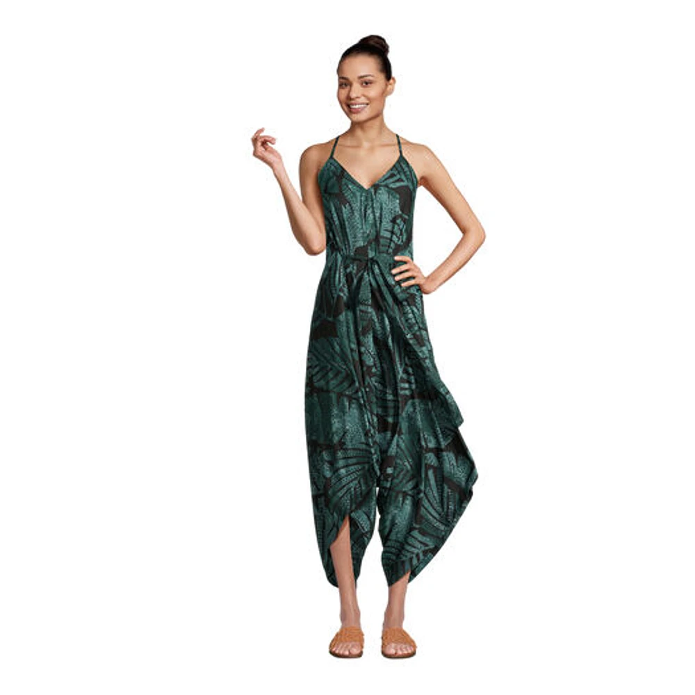 World Market Goa Green And Black Satin Jakarta Palm Jumpsuit With Pockets |  The Market Place