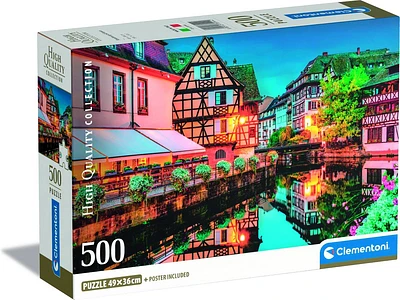 Puzzle 2D CLEMENTONI Compact Strasbourg Old Town (500 Peças - 14 Anos)