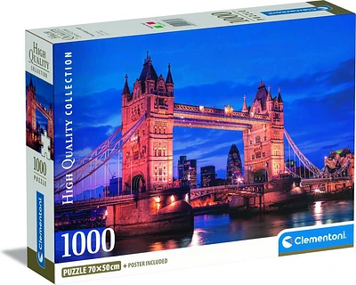 Puzzle 2D CLEMENTONI Compact Tower Bridge At Night (1000 Peças - 14 Anos)