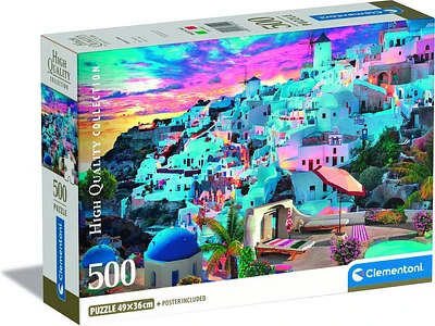 Puzzle 2D CLEMENTONI Compact Greece View (500 Peças - 14 Anos)