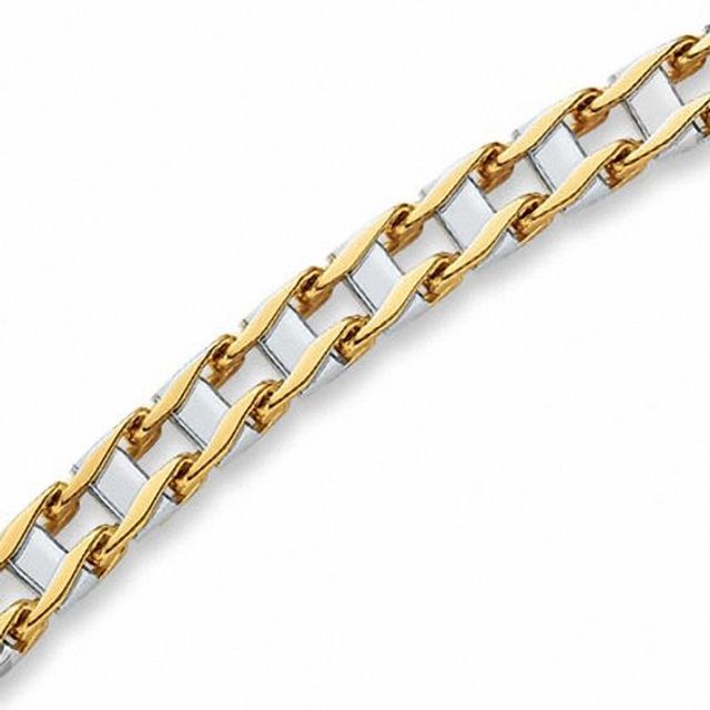 Men's Link Bracelet in 10K Two-Tone Gold - 9.0"