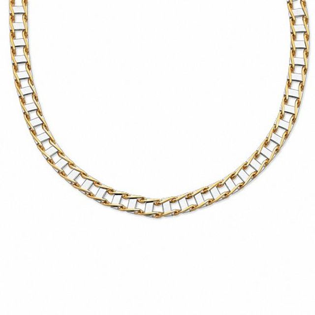 14K Two-Tone Gold Railroad Link Necklace - 20"
