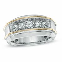 Men's 1 CT. T.w. Diamond Five Stone Band in 10K Two-Tone Gold