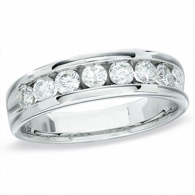 Men's 1 CT. T.w. Diamond Eight Stone Wedding Band in 14K White Gold