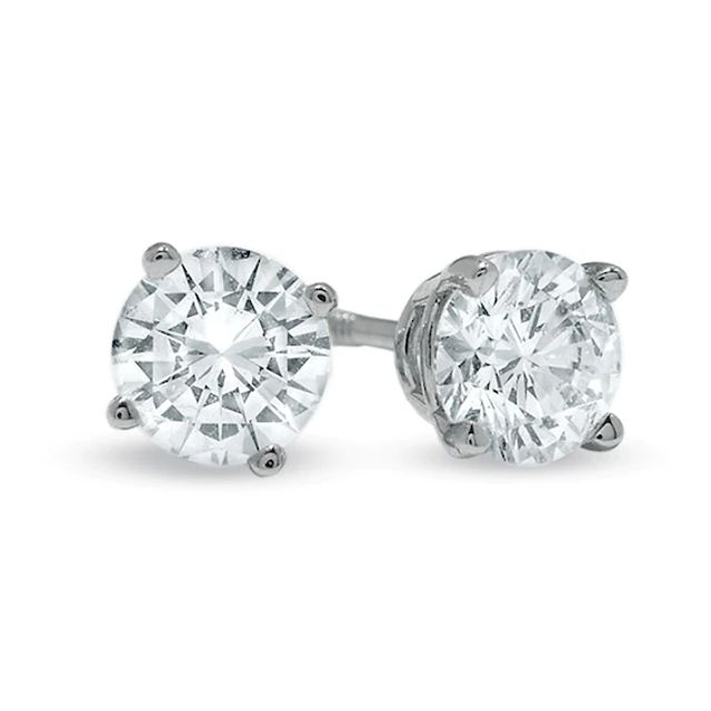 3/ CT. T.w. Diamond Solitaire Stud Earrings in 14K White Gold (I/I1