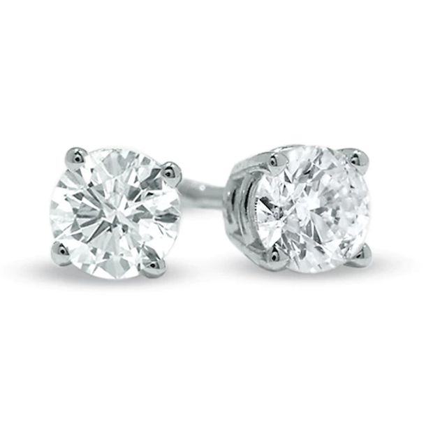 1/2 CT. T.w. Diamond Solitaire Stud Earrings in 14K White Gold (I/I1)