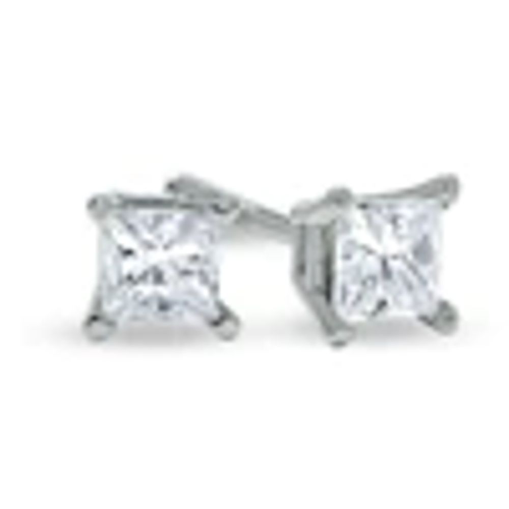 1/4 CT. T.w. Princess-Cut Diamond Solitaire Stud Earrings in 14K White Gold (I/I1)