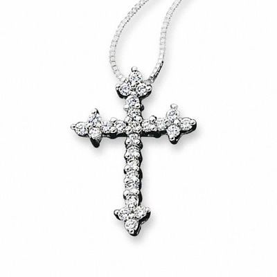 1/4 CT. T.w. Certified Flawless Diamond Gothic Cross Pendant in 14K White Gold