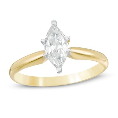 1 CT. Certified Marquise Diamond Solitaire Engagement Ring in 14K Gold (I/I2)