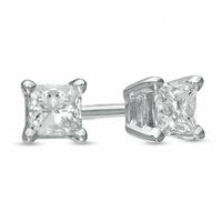 CT. T.w. Princess Cut Diamond Solitaire Stud Earrings in 14K White Gold