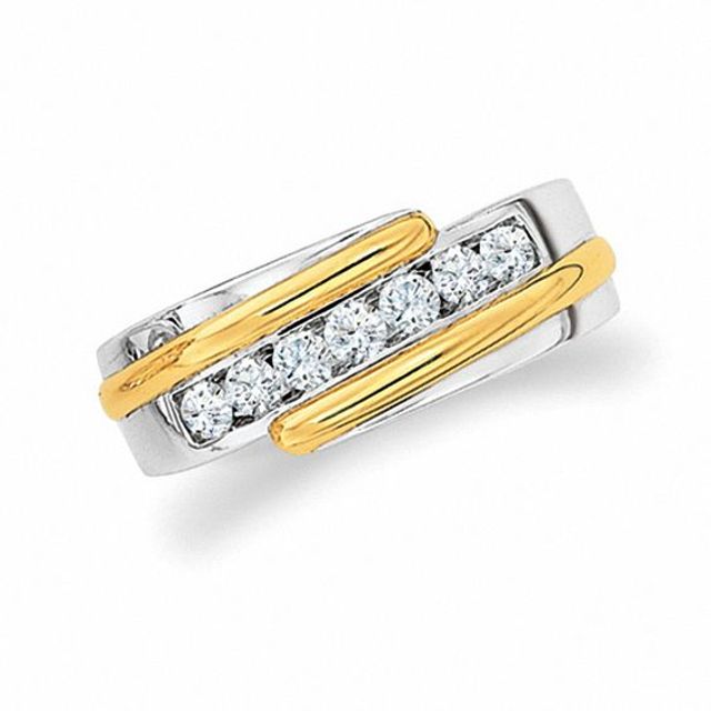 Men's 1/2 CT. T.w. Diamond Bypass Ring in 14K Two-Tone Gold