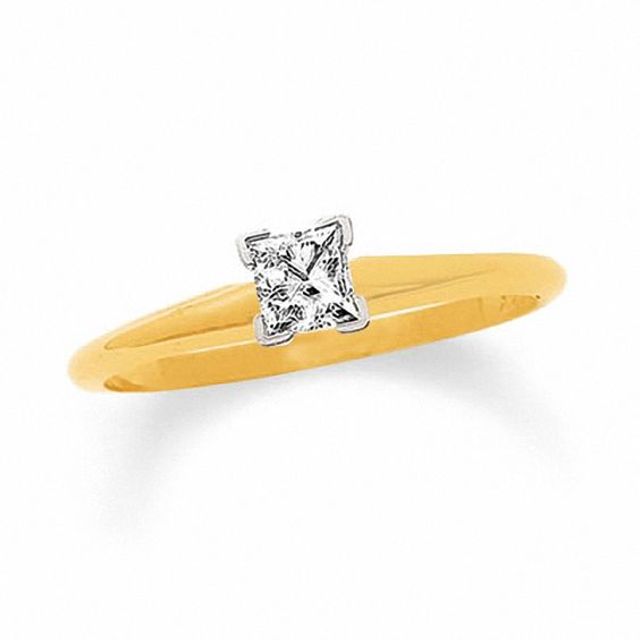 1/ CT. Princess Cut Diamond Solitaire Engagement Ring in 14K Gold