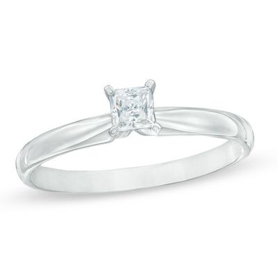 1/4 CT. Princess-Cut Diamond Solitaire Engagement Ring in 14K White Gold