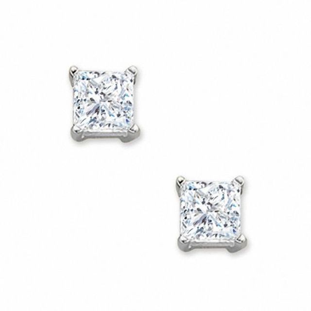 CT. T.w. Princess Cut Diamond Solitaire Stud Earrings in 14K Gold