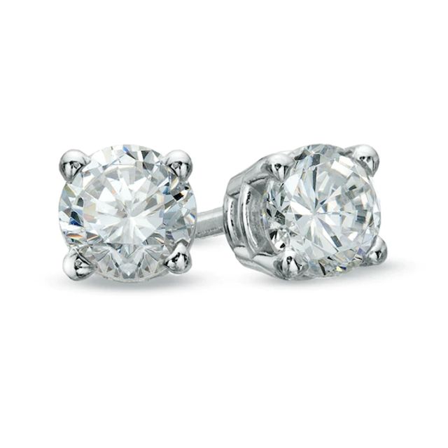 Zales 1/3 Ct. T.W. Diamond Solitaire Stud Earrings in Sterling Silver (J/I3)