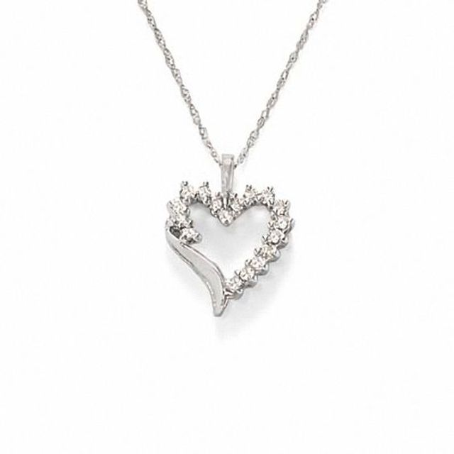 1/ CT. T.w. Diamond Shadow Heart Pendant in 10K Gold