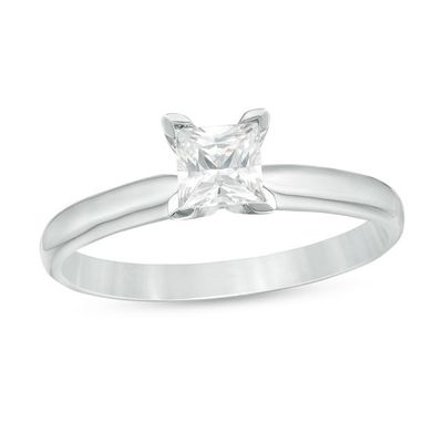 1/ CT. Certified Princess-Cut Diamond Solitaire Engagement Ring in 14K White Gold