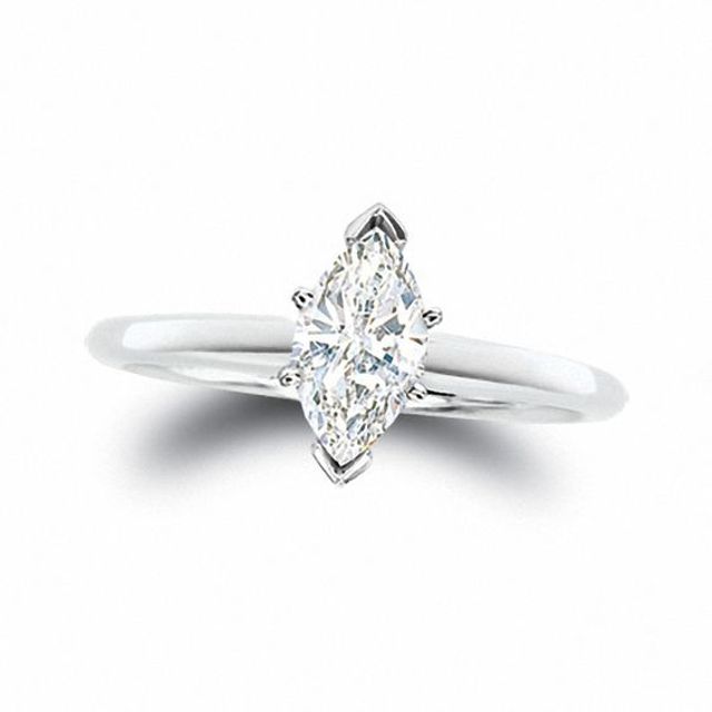 1/2 CT. Certified Marquise Diamond Solitaire Engagement Ring in 14K White Gold