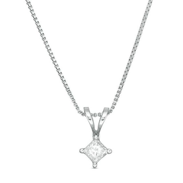 1/6 CT. Princess-Cut Diamond Solitaire Pendant in 14K White Gold (J/I3)