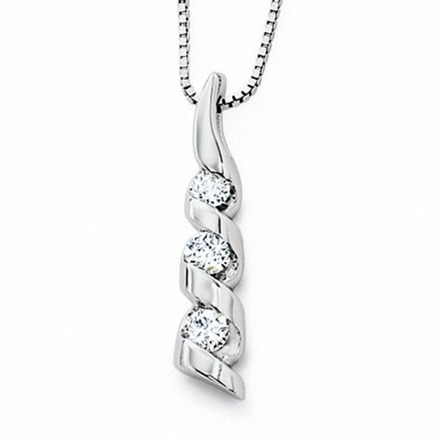 Sirenaâ¢ 1/2 CT. T.w. Diamond Three Stone Pendant in 14K White Gold