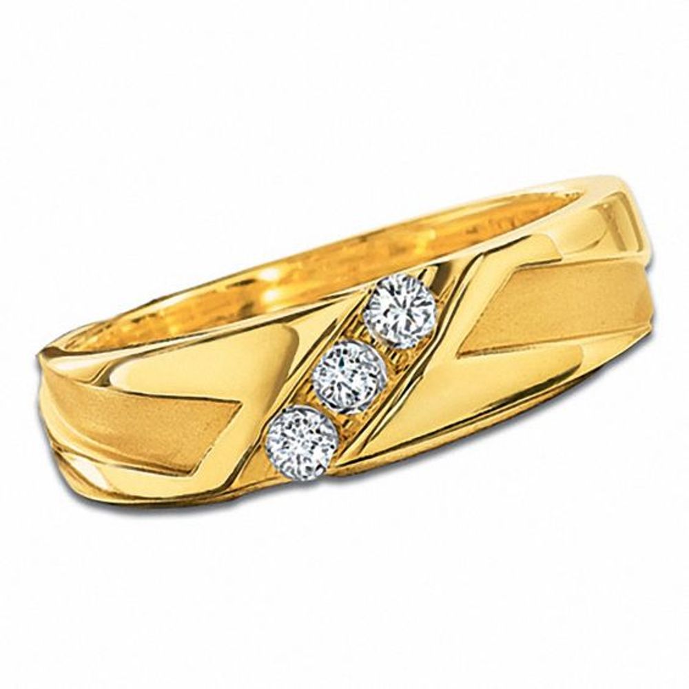 Men's 1/4 CT. T.w. Diamond Three Stone Band in 10K Gold