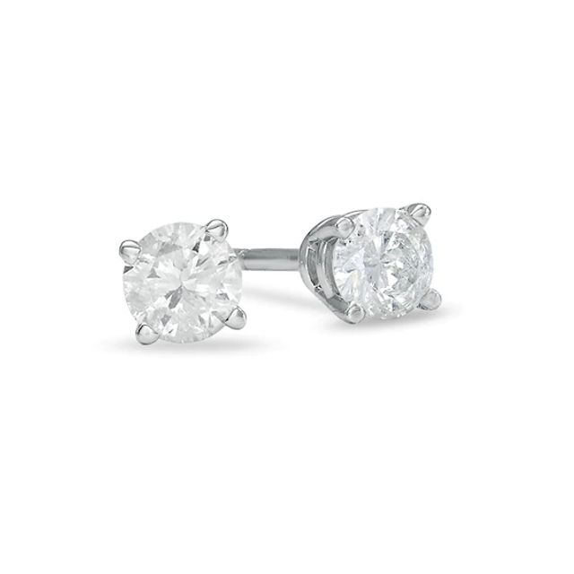 CT. T.w. Diamond Solitaire Stud Earrings in 14K White Gold (J/I3