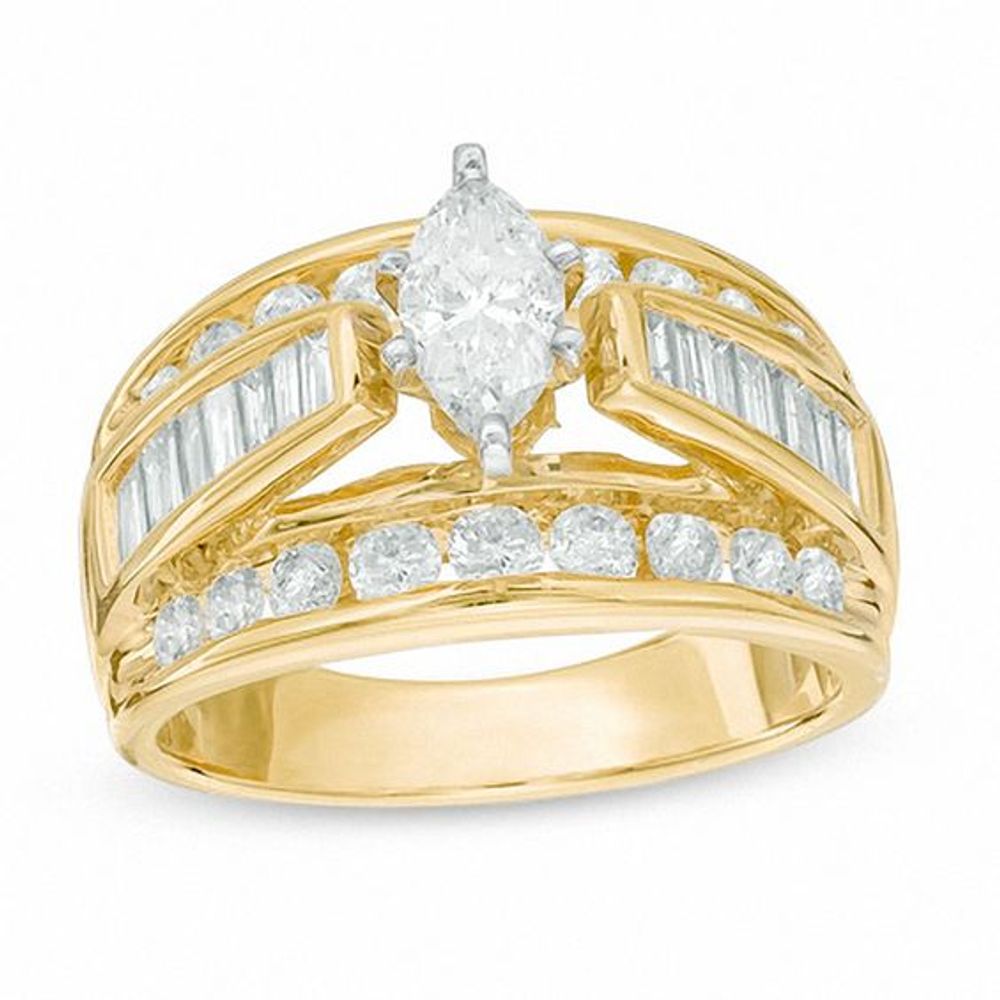 2 CT. T.w. Marquise Diamond Engagement Ring in 14K Gold