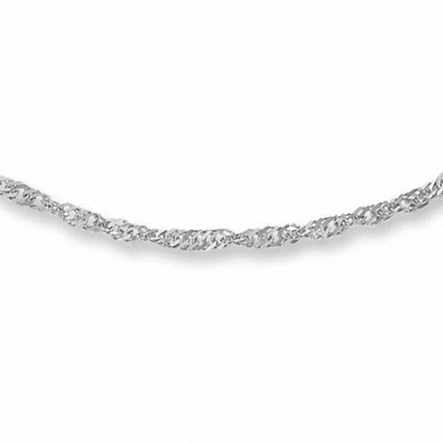 Ladies' 1.2mm Singapore Chain Necklace in 14K White Gold