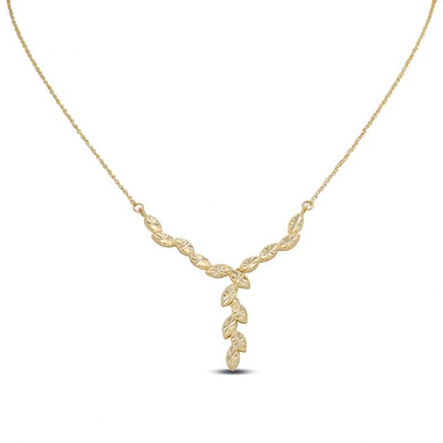 10K Gold Diamond-Cut Leaf Pendant