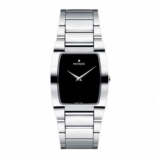 Men's Movado Fiero Watch with Black Tonneau Shaped Dial (Model: 0605621)