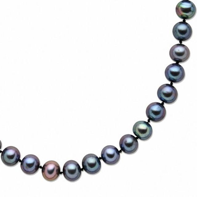 Black Freshwater Cultured Pearl Strand with 14K White Gold Toggle