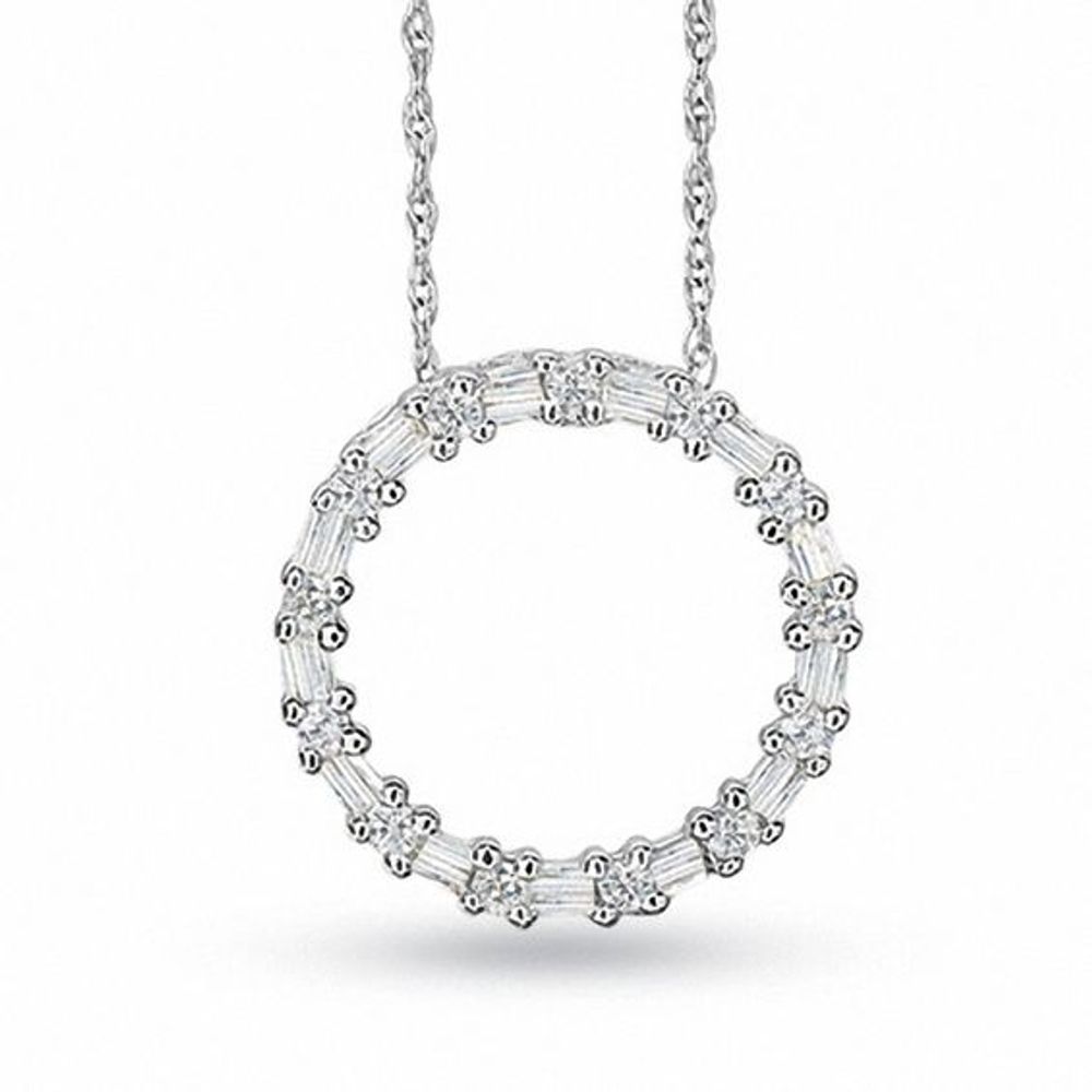 1/5 CT. T.w. Diamond Circle Pendant in 10K White Gold