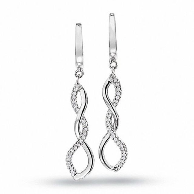 1/7 CT. T.w. Diamond Twine Drop Earrings in 10K White Gold