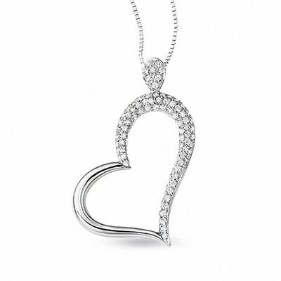 1/2 CT. T.w. Diamond Heart Pendant in 14K White Gold
