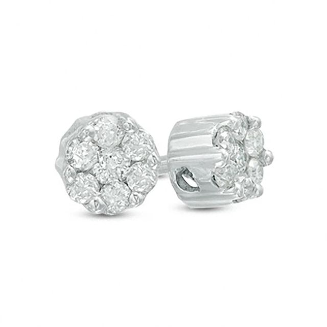 1/10 CT. T.w. Diamond Flower Stud Earrings in 10K White Gold