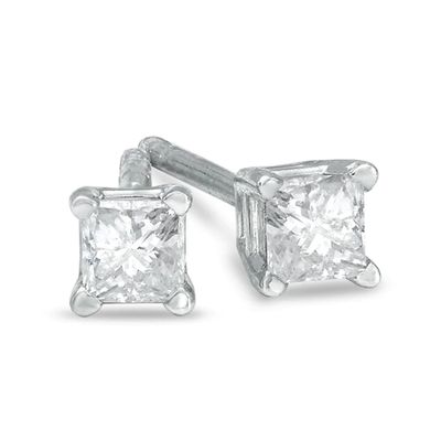 1/5 CT. T.w. Princess-Cut Diamond Solitaire Stud Earrings in 14K Gold (J/I3