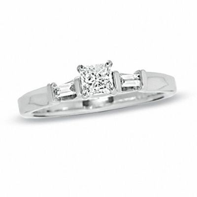 1/2 CT. T.w. Certified Princess-Cut Diamond Engagement Ring in 14K White Gold (J/I1)