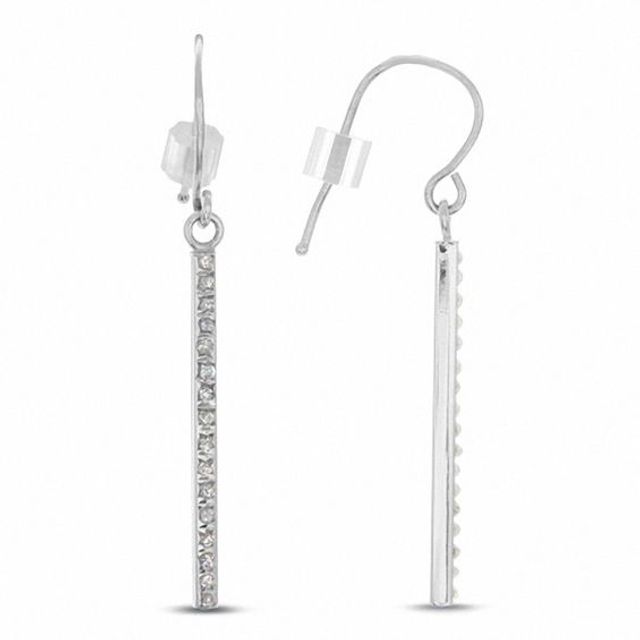 Diamond Fascinationâ¢ 14K White Gold Dangle Bar Earrings