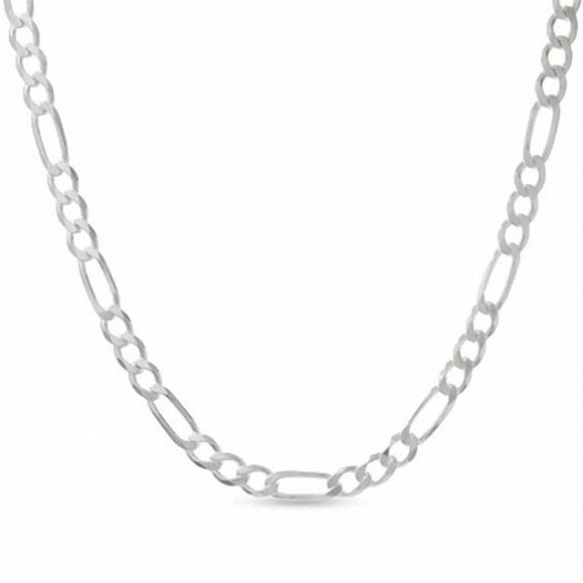 Men's 8.0mm PavÃ© Figaro Necklace in Sterling Silver - 22"