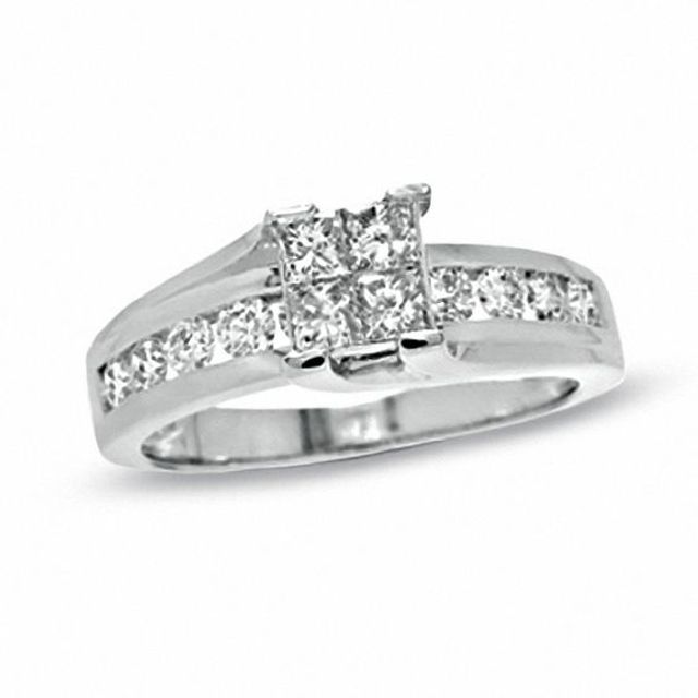 1 CT. T.w. Quad Princess Diamond Ring in 14K White Gold