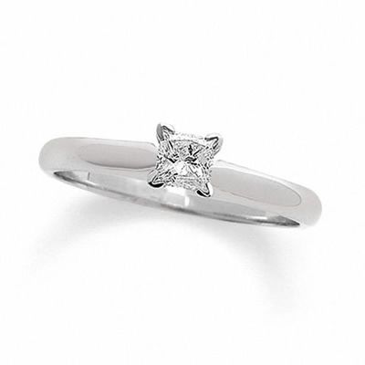 1/2 CT. Princess Cut Certified Diamond Solitaire Engagement Ring in 18K White Gold - Signature Collection