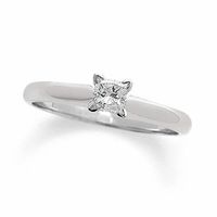 1/2 CT. Princess Cut Certified Diamond Solitaire Engagement Ring in 18K White Gold - Signature Collection