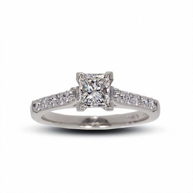 1 CT. T.w. Certified Colourless Princess-Cut Diamond Solitaire Engagement Ring in 18K White Gold