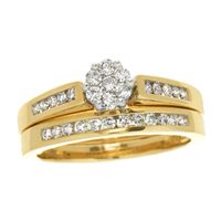 1/ CT. T.w. Multi-Diamond Flower Bridal Set in 10K Gold