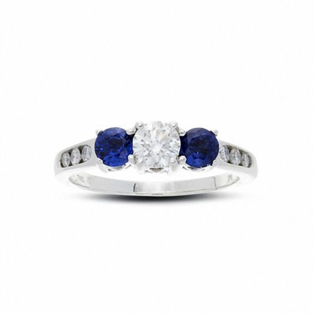 Diamond and Sapphire Past Present FutureÂ® Ring in 14K White Gold