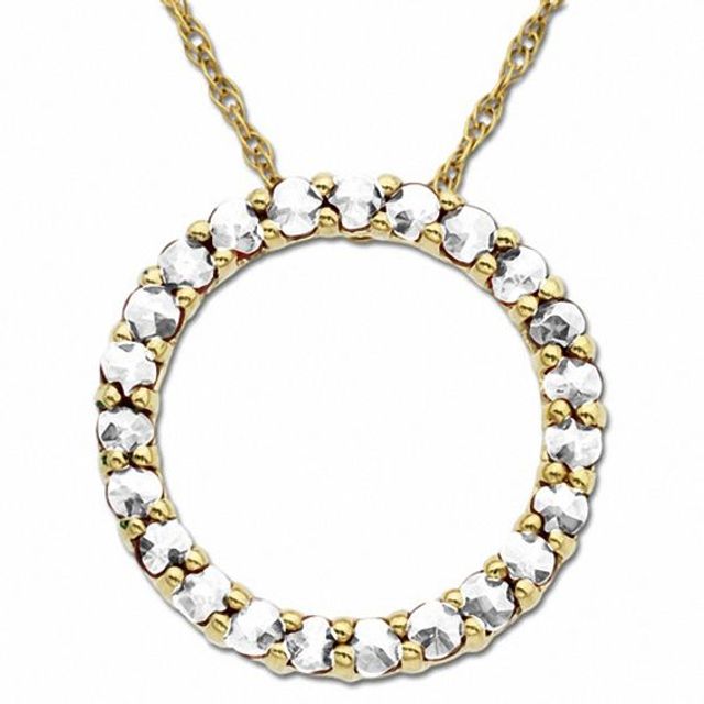 Lab-Created White Sapphire Circle Pendant in 14K Gold