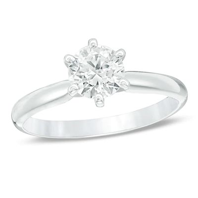 1 CT. Certified Diamond Solitaire Engagement Ring in 14K White Gold (I/I2)